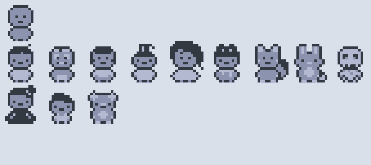 HamdyElzanqali's tweet photo. I started following @PeterMilko recently and made these characters. #pixelart #game_boy https://t.co/au8Z4Nlt3H