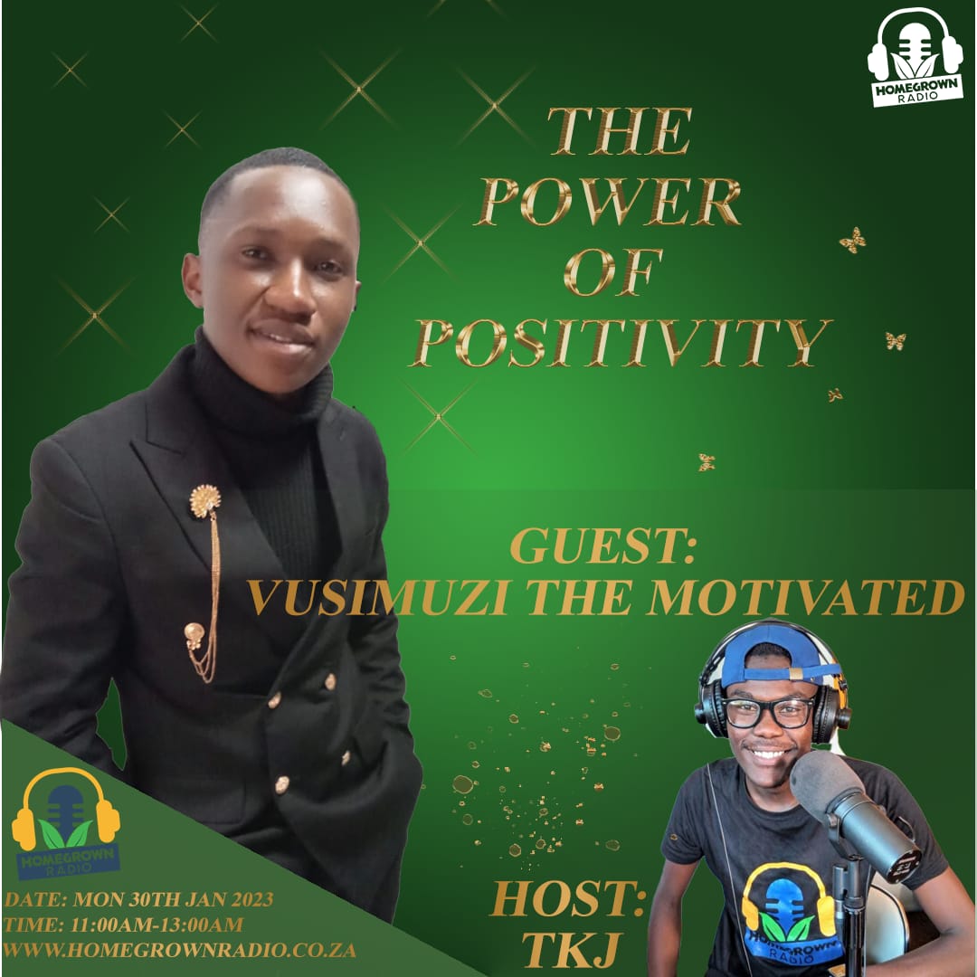 radio_homegrown's tweet photo. On The Power of Positivity show we are joined by Vusimuzi The Motivated - A young motivational speaker From Nigel.
He has the special message for the Class of 2022 especially for those who didn't make it.

#ThePowerOfPositivity 
#HOMEGROWNradio
#RadioSchool
#IWBTS https://t.co/VAd8rqYM7Z