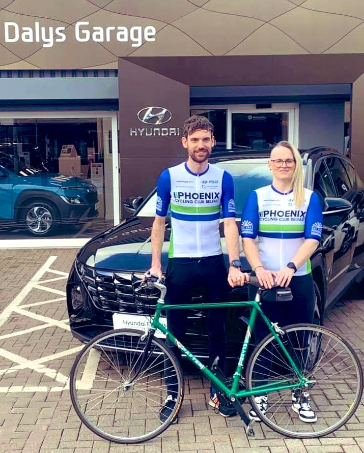 Huge congratulations to our 2022 Club Champs Stuart McCaughey and Grace Boyd both modelling their new jerseys #cyclingclub #dalysgarage #clubchamps