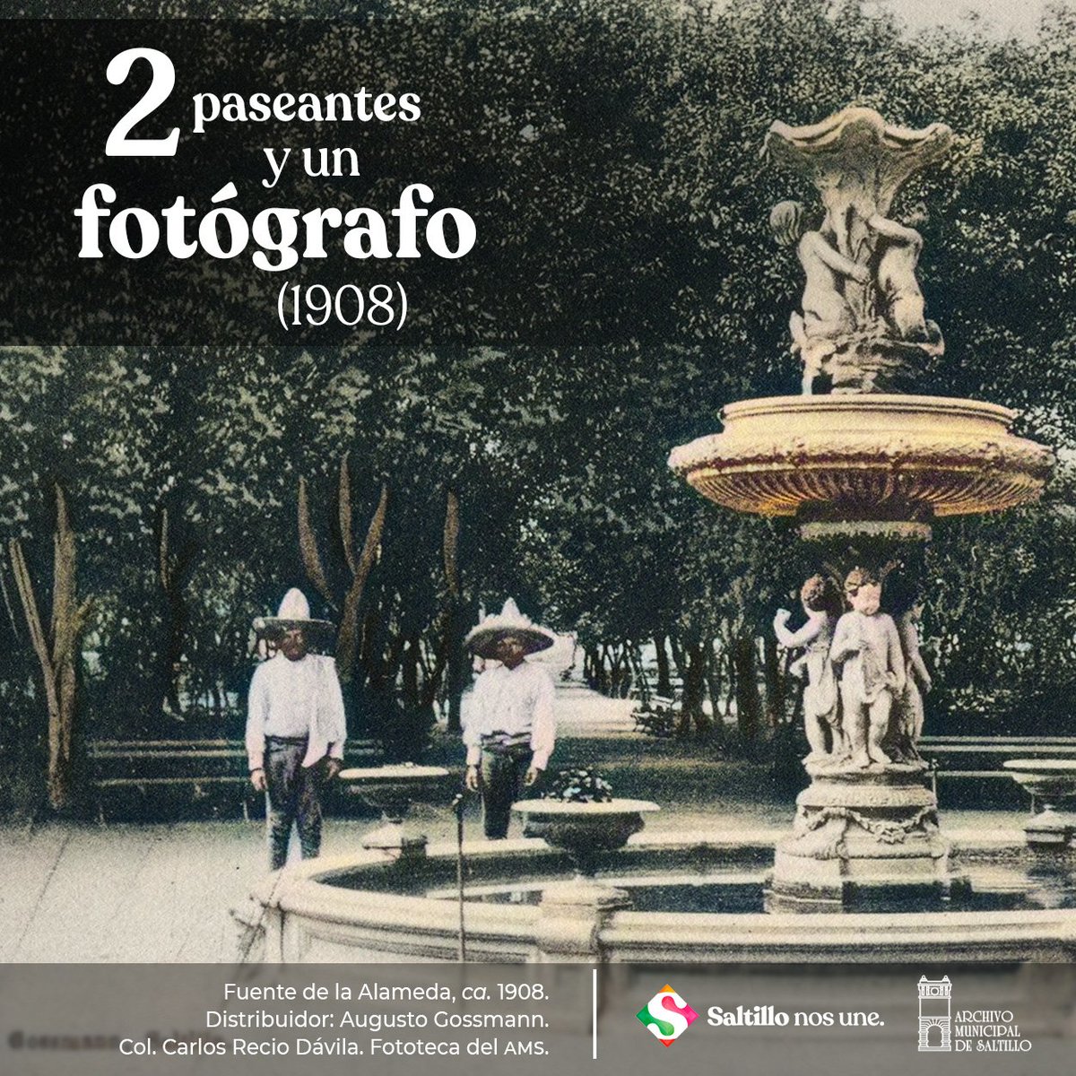 Desde la Fototeca: Fuente en la Alameda de #Saltillo (1908). ¿Una imagen tomada en domingo?

#SaltilloNosUne