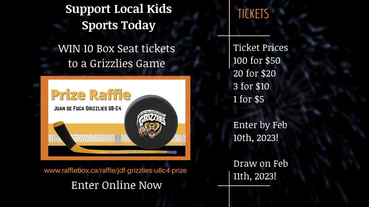 RemedyWellness1's tweet photo. This year we are helping the Juan de Fuca Grizzlies U8-C4 team with their fundraising. Funds raised go to the team, to help cover the costs of tournament fees and ice time. 

Win 10 Box Seats to a Grizzlies Game! 

https://t.co/DazO5RkUeG https://t.co/tnudkGt7sX