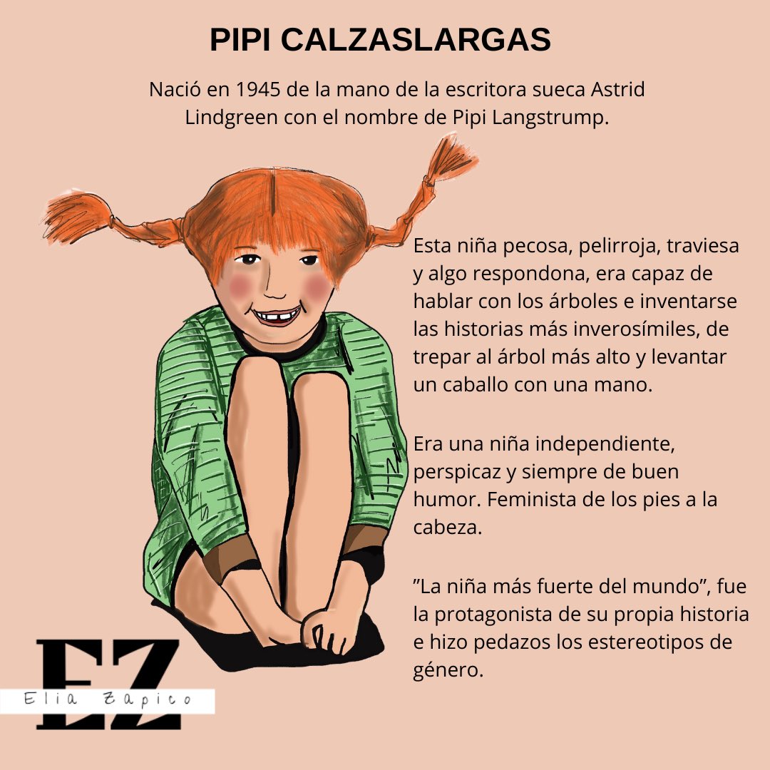 Empiezo mi serie de “Biografías ilustradas” con una petición de @Rmtchico #Pipicalzaslargas #PipiLangstrump #biografíasilustradas
