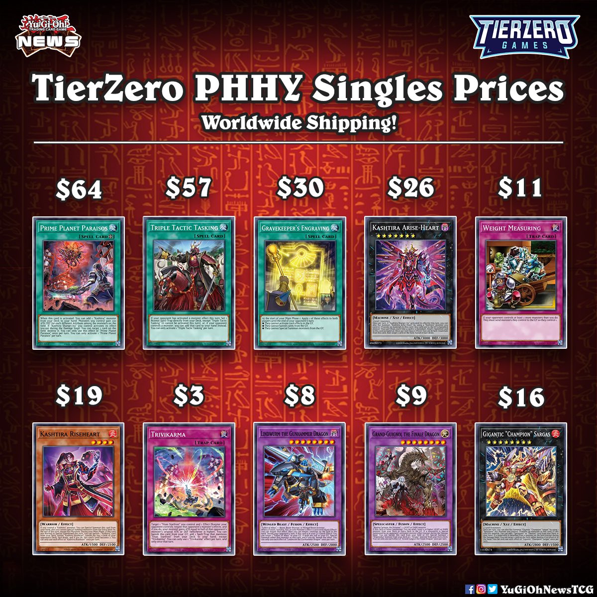 YuGiOh News on Twitter " 𝗧𝗜𝗘𝗥𝗭𝗘𝗥𝗢 Here are the prices of few of the