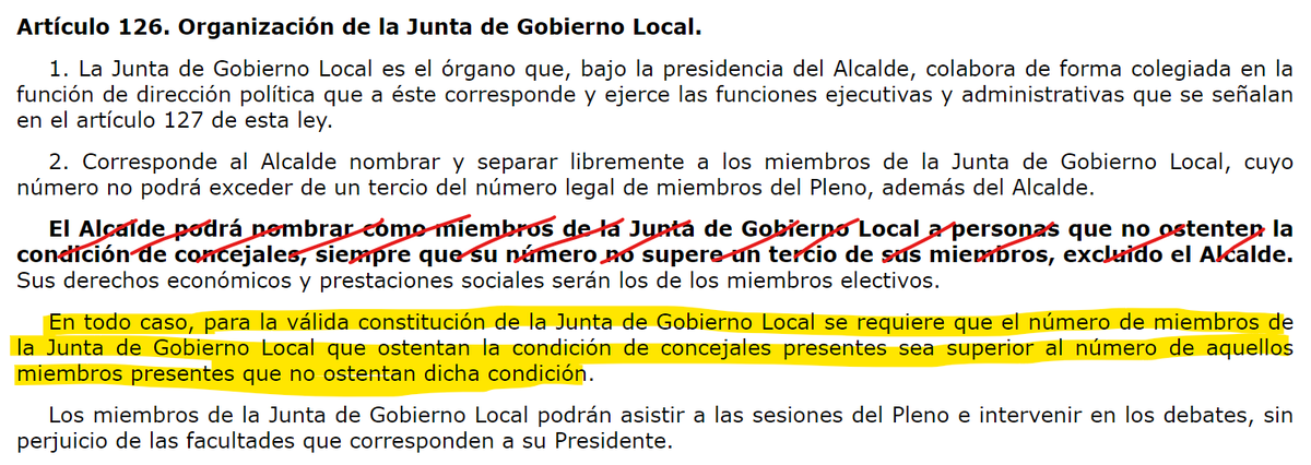 JorgePay1's tweet photo. Preparando una clase q he de impartir mañana, llego al 126.2 #LRBRL y me pregunto (teniendo en cuenta la anulación del TC), en los municipios de gran población:
- ¿Cuál es el #quorum para la constitución d la Junta de Gobierno Local?
- ¿El establecido en el art. 113.1 c) del ROF? https://t.co/qOP5iKgHo7