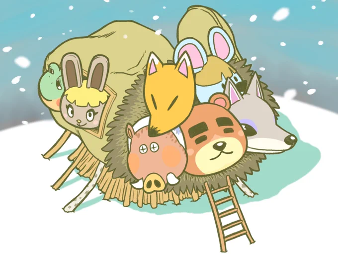 どうぶつの森で『てぶくろ』幼い頃に読んだ絵本#ブロッコリー #ヘンリー #ミミィ #つねきち #シベリア #カブリバ #たいへいた 
