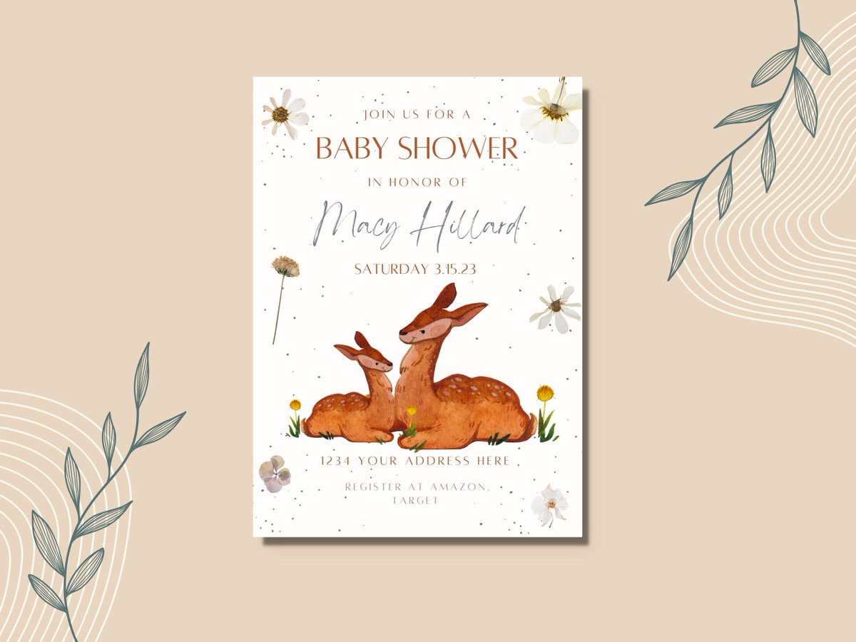 Latest addition to my #etsy shop: Woodland Baby Shower Invitation, Boho Baby Shower Invitation, Woodland Baby Shower Invite, Enclosure card, Edit Template, INSTANT DOWNLOAD etsy.me/3HCvDvz #beige #babyshower #woodlandbabyshower #woodland #babyshowerinvite