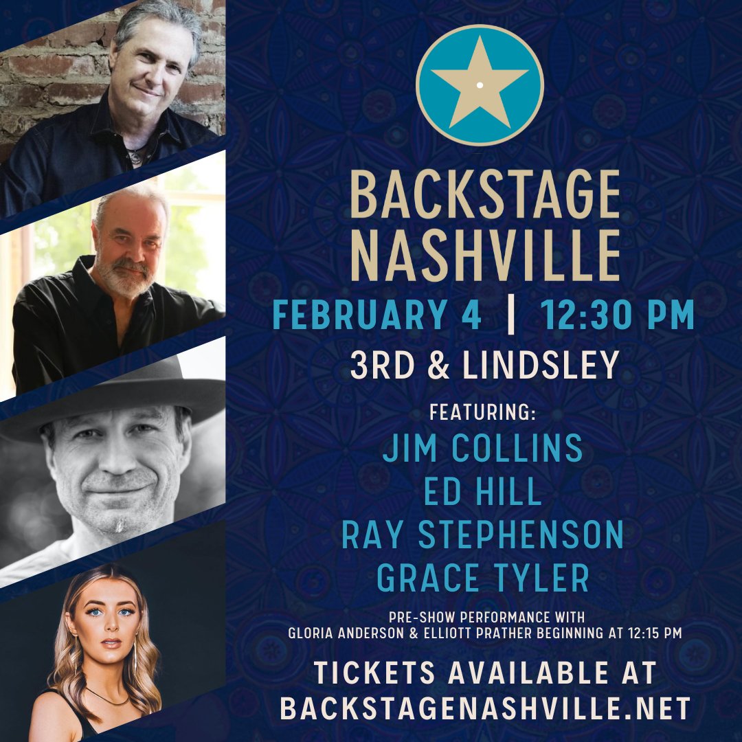 Join us for an afternoon of songs + the stories behind them at #BackstageNashville at @3rdandLindsley this Saturday, February 4 (12:30 PM). This is an all ages show and a full lunch menu is served beginning at 11AM. Get tickets at bit.ly/BSNFeb4 or at the door!⭐️