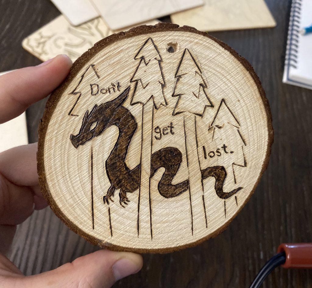 LittleLizardArt's tweet photo. Some recent pyrography 🪵 🔥 #pryography #illustration #woodburning https://t.co/MzFBOnE2Kx