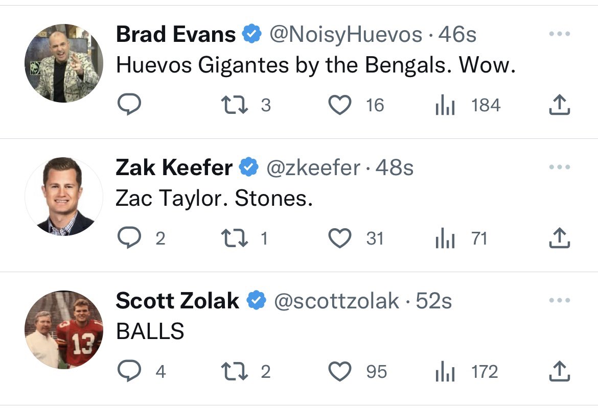 My timeline is just balls content. Excellent work fellas. <a href="/NoisyHuevos/">Brad Evans</a> <a href="/zkeefer/">Zak Keefer</a> <a href="/scottzolak/">scottzolak 🏈</a>