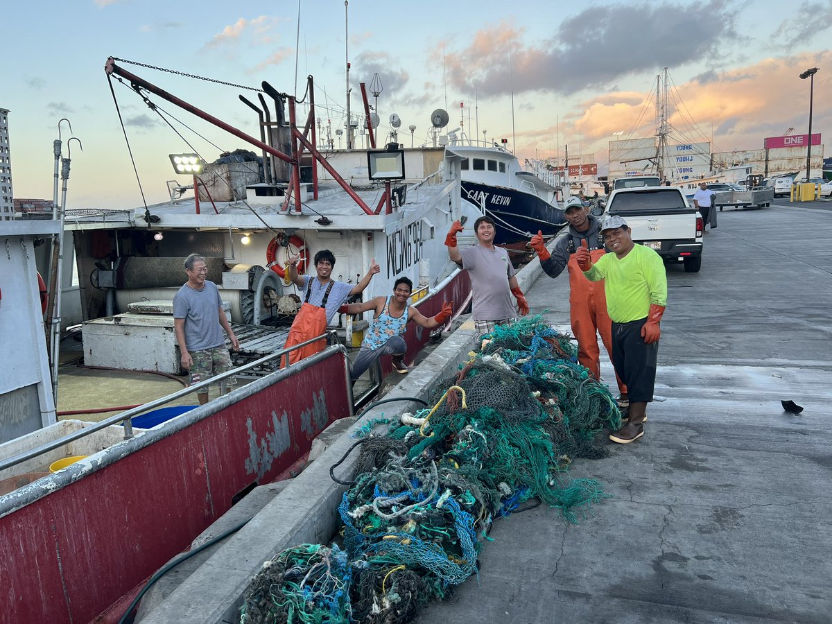 Hawaii longline vessels often bring back derelict nets to a dedicated bin in Honolulu Harbor. HLA now working with Hawaii Pacific University to expand the collection of ghost nets and other marine debris at sea. #NOAA #ghostnets