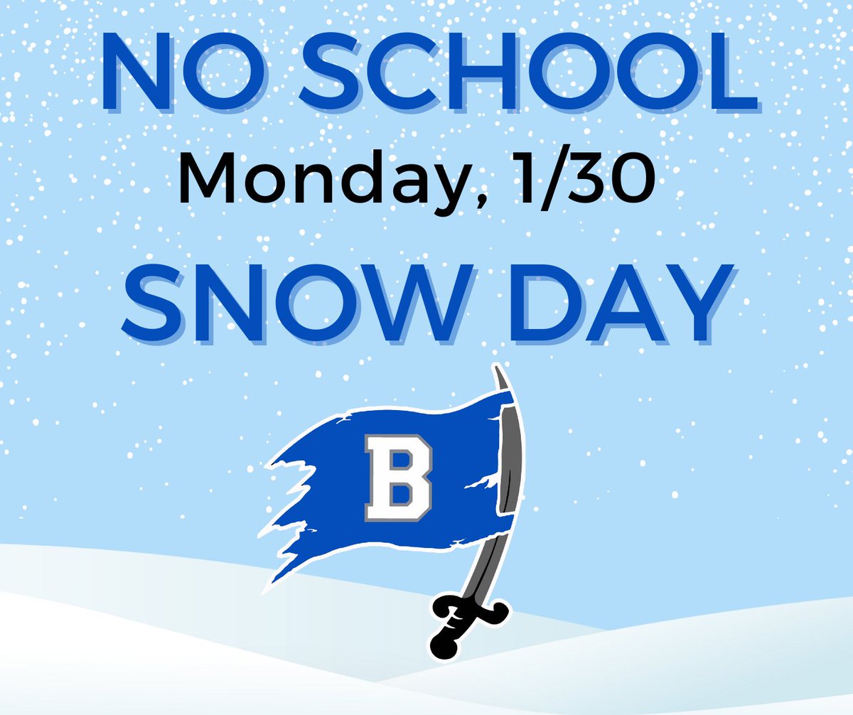 🚨 Heads up, Pirates, this is not a drill! 🚨 Due to forecasted freezing rain and hazardous road conditions, there will be no school on Monday, January 30. Stay warm, and if you have to get out, please be cautious on the roads.