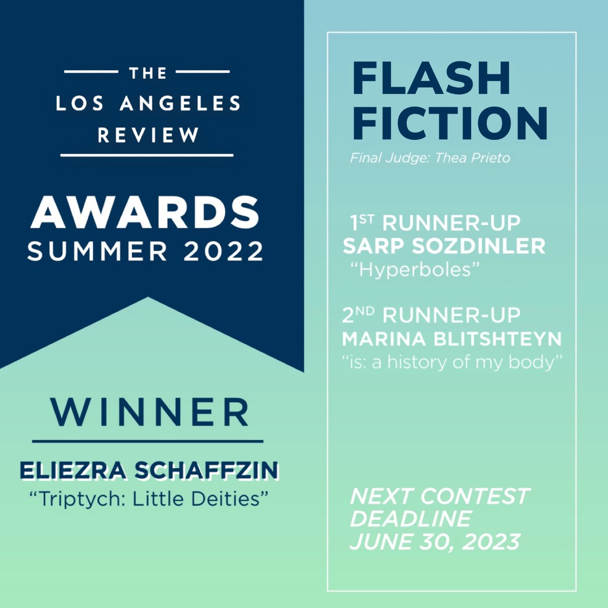 LAReview's tweet photo. ✏️✨Closing out 2022 LAR Award Winners Week is Eliezra Schaffzin’s “Triptych: Little Deities,” chosen by #LARflash judge Thea Prieto. 

Read the  piece here:
https://t.co/VeU7dQBj3b https://t.co/VupXsJMFWw