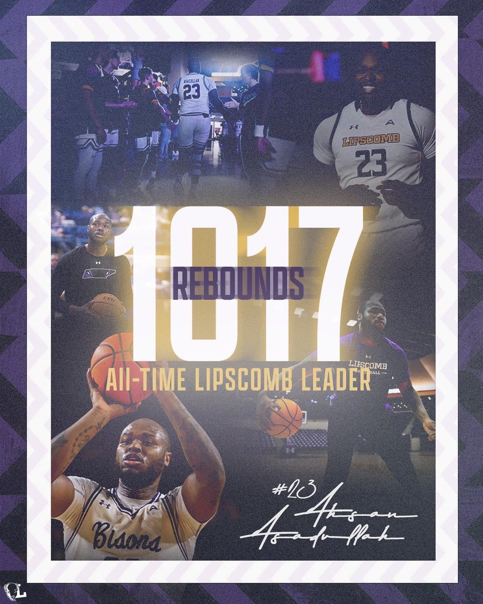 Congrats @ahsanasadullah. All-time Lipscomb leader in rebounds. 👊🏽