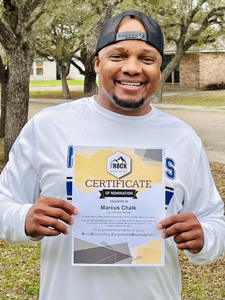 coach_chalk06's tweet photo. Blessed to have received a nomination to be apart of the ROCK Coaches Mentor program. @THSCAcoaches @IsideMustangs @InglesideISD!! #CodeBlue🔵#AlwaysHelpOthers #CreateOpportunities! https://t.co/P697a9GV9j