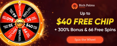 Spin the Bonus Wheel and Get an Amazing Welcome Bonus at Rich Palms Casino!