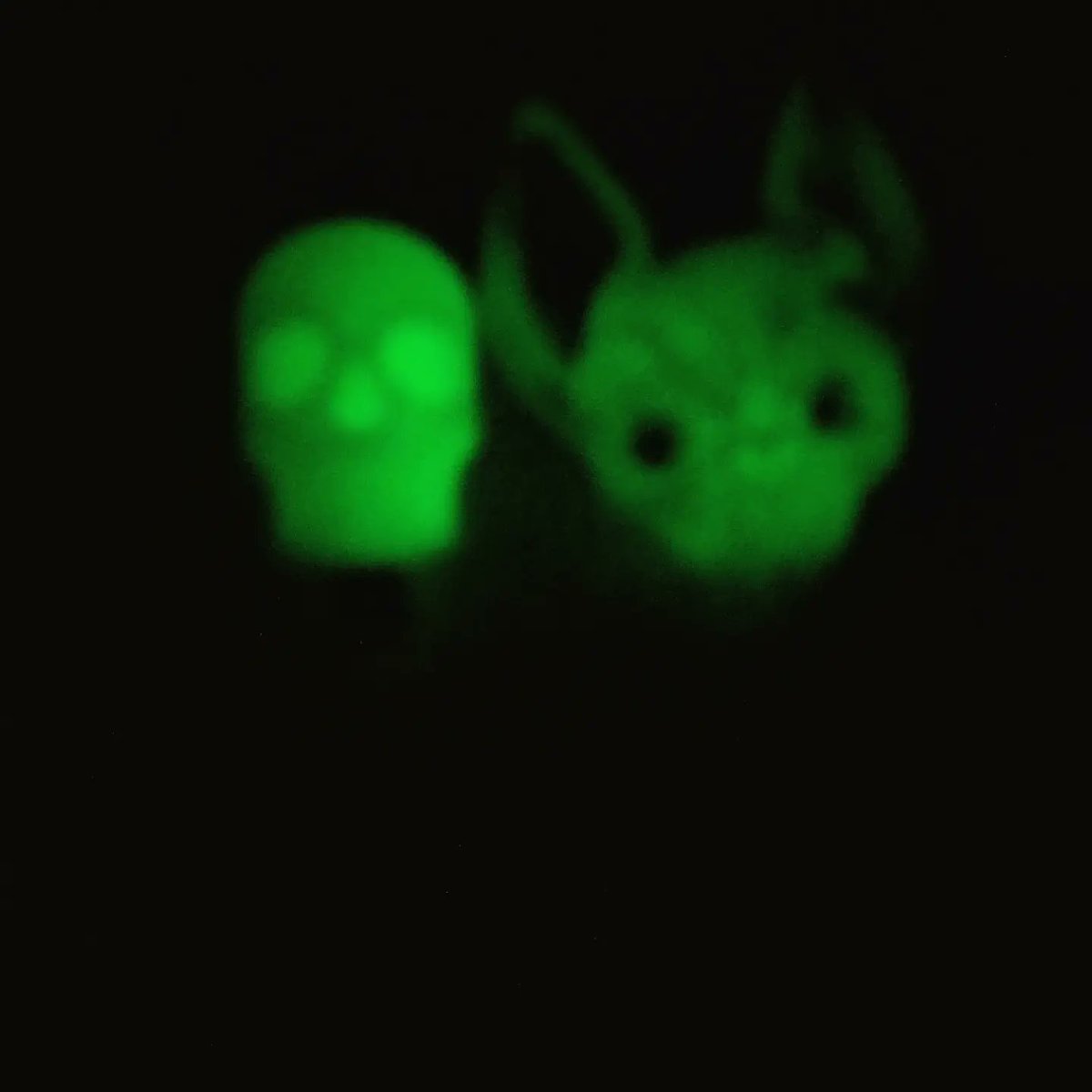 HorrorChic13's tweet photo. I made glow in the dark hair clips! #gothic #glowinthedark #skull #batskull #handmade #resin https://t.co/wYVuqQ9BRg