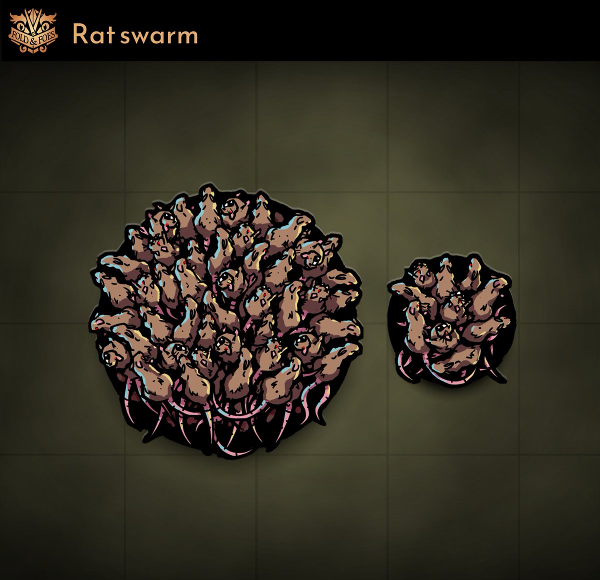 FoldableFoes's tweet photo. "A writhing mass, a seething tide,
A horde of rats, with hunger by their side.
Their red eyes gleam in the darkened night,
As they scurry forth, in search of a bite."

#paperminis #tokens #dnd #tabletopgames https://t.co/o5al7UPgZe