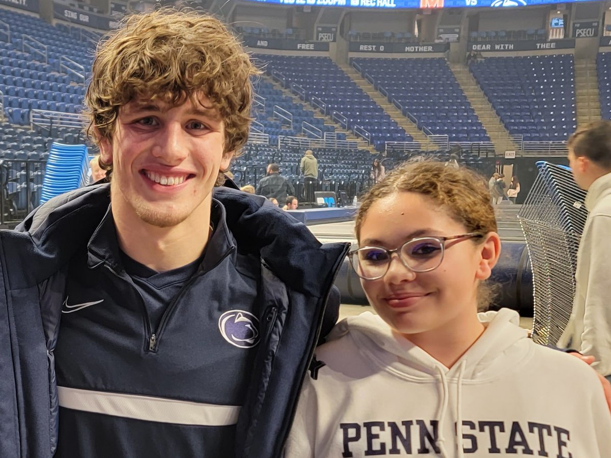 At Friday's BJC dual <a href="/RomanBravoYoung/">Roman Bravo-Young</a> and <a href="/LeviHainespsu/">Levi Haines</a> took the time to meet Mr and my daughter. My little guy couldn't make it bc he had a stomach bug and they both signed the program for my son who said it was the best surprise ever. Thank you for making it so special.