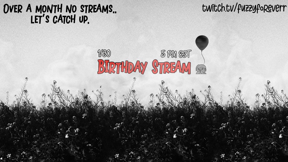 Anxiety. Excited. Missing everyone. 
Missing Streaming. 

Rough year so far.
Taking a day to do what I love. While also celebrating my life/birthday. 

Let’s catch up. 🖤

🖤 twitch.tv/fuzzyforeverr 🖤

I miss you. 

❤️ + 🔁 appreciated. 
#twitch #twitchstreaming #twitchstreamer