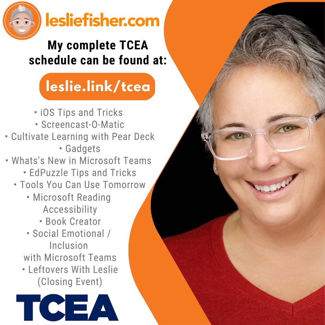 Well hello there #TCEA ! Happy to be here and looking forward to learning together. My schedule is at leslie.link/tcea which includes booth presentations and meet and greets not listed in the official program. I also have swag, no flip lanyards and some Shenanigans!