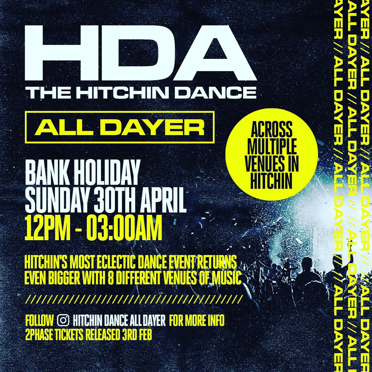 Save the date….. HDA is coming!!!! Sunday 30th April #Hitchin #HERTFORDSHIRE #musicfestival #alldayer