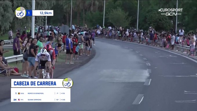 Remco and Quinn taking a flyer. Ye cheeky wee beggers! 

#VueltaSJ2023