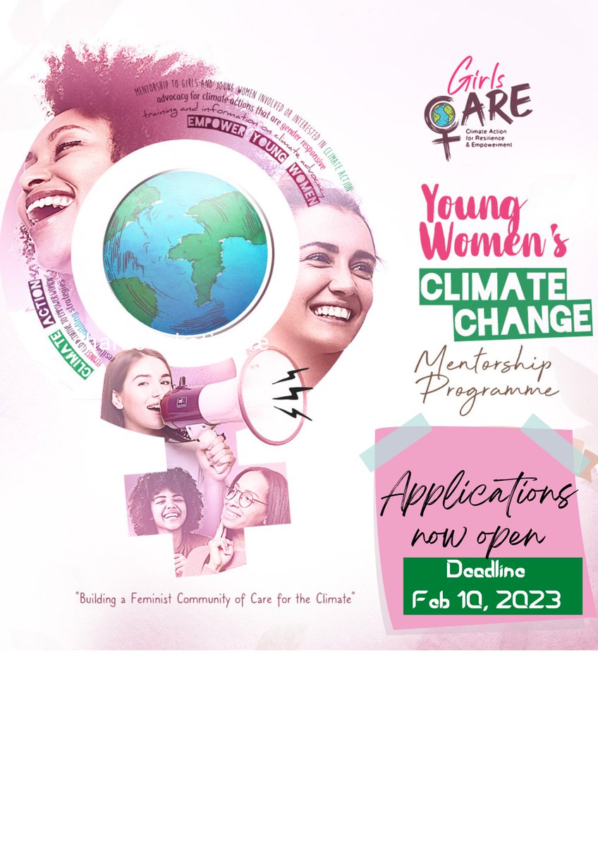 Applications are open for the 3rd cohort of our climate mentorship programme for young women &amp; girls in the Caribbean! We promote an intersectional feminist approach to climate activism and community building. Apply here-bit.ly/3jf6EoS