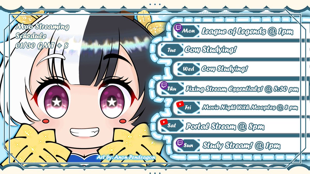 CowVtuber's tweet photo. [Moo Stream Schedule] MOOOOOOHAYOOOO!!!
🐮MY LINKS!🐮
🐮TWITCH: https://t.co/ZTu3D6lvhH
🐮TWITTER: https://t.co/UmbBtYGAI5
🐮YOUTUBE: https://t.co/40LoTXqedL
🐮DISCORD: https://t.co/pOpPYUZKi8

ALL TIMES ARE IN GMT+8 = PHILIPPINES TIME https://t.co/sJ3LFgaI2J
