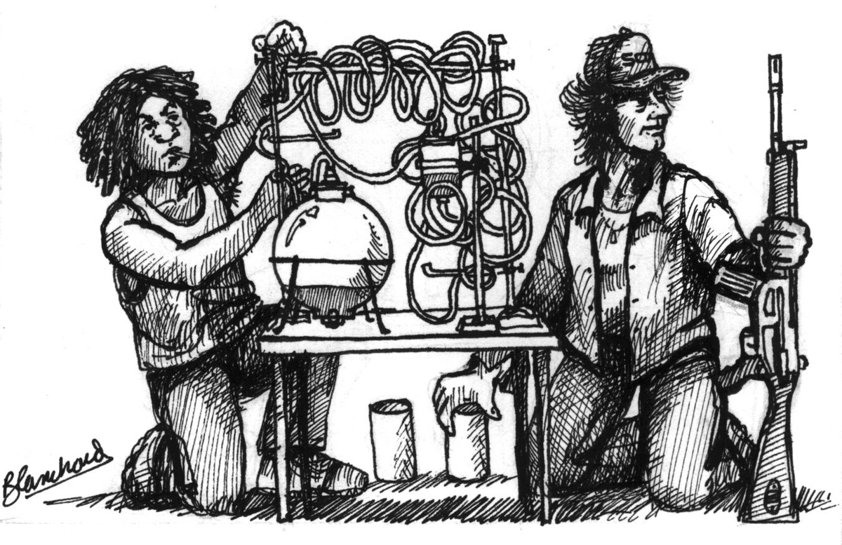 PostApocTTRPG's tweet photo. Art by Doug Blanchard from the Fringworthy Game Supplement Rogue 417 #PostApocalypse #TTRPG #RPG #Rogue417 #Fringeworthy #DougBlanchard https://t.co/FhrlaAzWRN