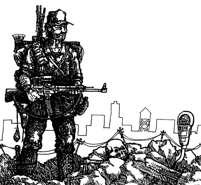 PostApocTTRPG's tweet photo. Art by Doug Blanchard from the Fringworthy Game Supplement Rogue 417 #PostApocalypse #TTRPG #RPG #Rogue417 #Fringeworthy #DougBlanchard https://t.co/FhrlaAzWRN