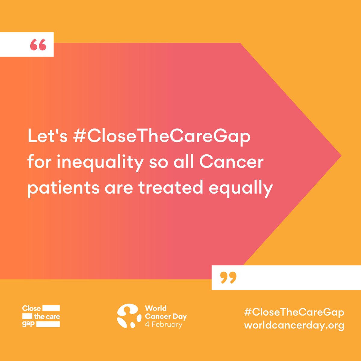 This Saturday is #WorldCancerDay. All cancer patients should have the right to be seen, heard, supported with access to the best level of care, irrespective of which body part their disease appears. Equity of funding and focus across all cancers is needed to #CloseTheCareGap