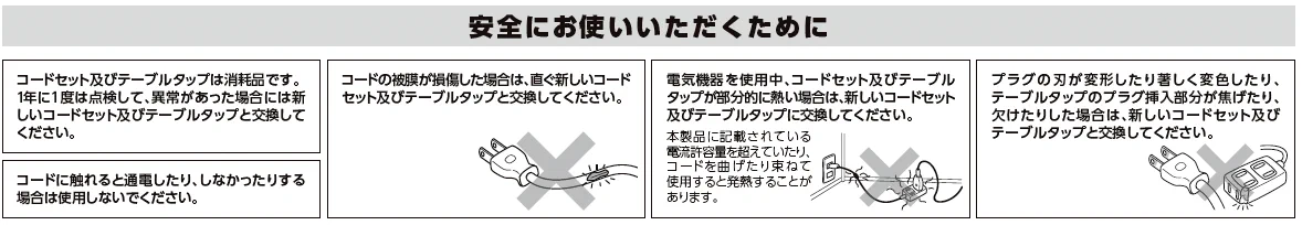 タップを安全にお使いいただくための注意事項も、ご一読を。  