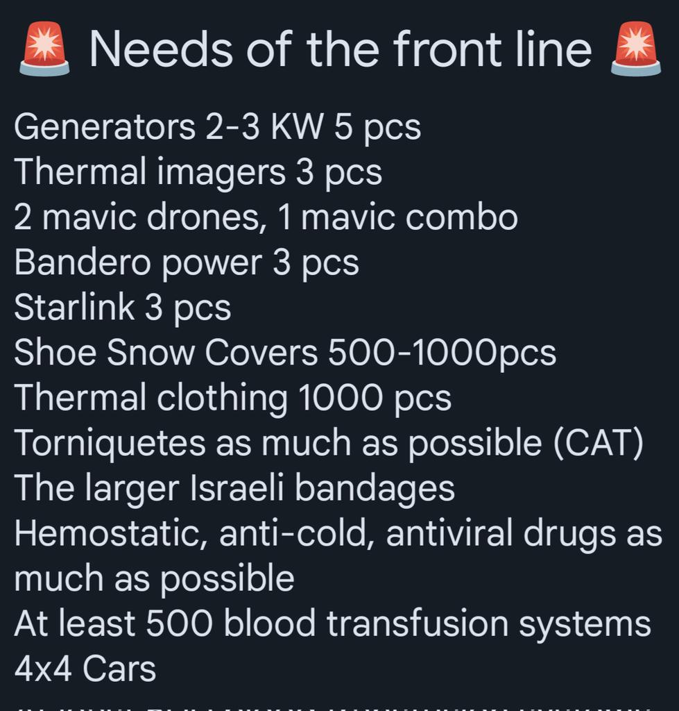 frontlinekit's tweet photo. I'll post weekly now the latest needs of our troops (this is current as of 1:09am on the 30th of Jan)
Will update when things are marked off ✅♥️🇺🇦 https://t.co/Ed0JLeCWQh