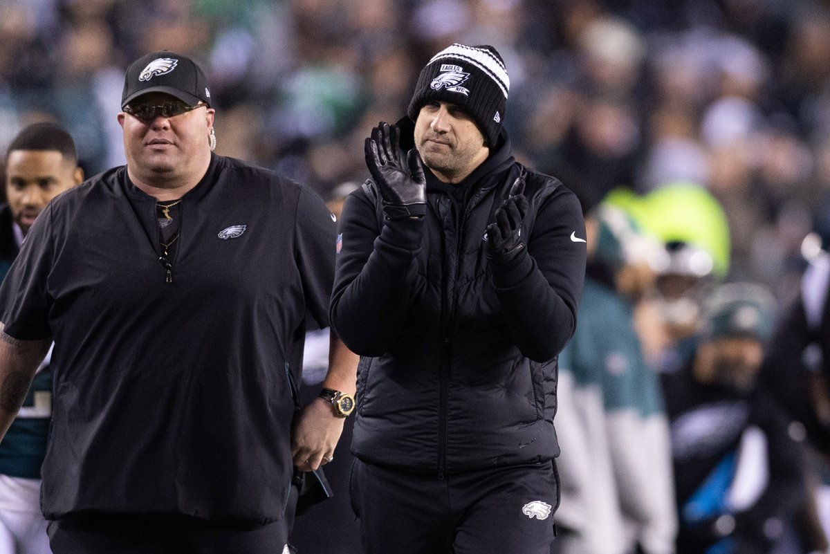 MySportsUpdate's tweet photo. 1/29/21: Nick Sirianni had his opening press conference with the #Eagles and he was mocked endlessly.

1/29/23: Nick Sirianni and the #Eagles are going to the Super Bowl. 

Exactly two years to the day. https://t.co/jKIoIyuHL1
