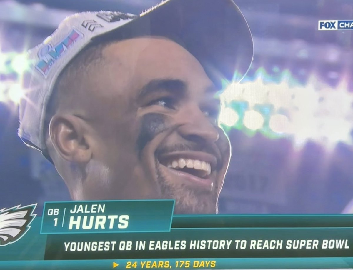 richeisen's tweet photo. Now, today, @JalenHurts is officially a Super Bowl quarterback and has a real shot to be MVP too. All before turning 25. 

Testament to hard work, determination, belief in self and how it can all pay off. 

Congratulations to him and the 2022 NFC Champion Philadelphia @Eagles https://t.co/IljMHlFKXI