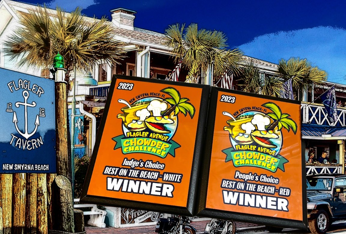 FlaglerTavern's tweet photo. Winner winner chowda dinna!!!!
Congratulations to our hard working culinary team for bringing home the win in, not one but TWO categories, in today's Chowder Festival!!
#chowderchallenge #flaglertavern #flaglerave #nsbfoodie #lovensb https://t.co/WbmXGgHPk1