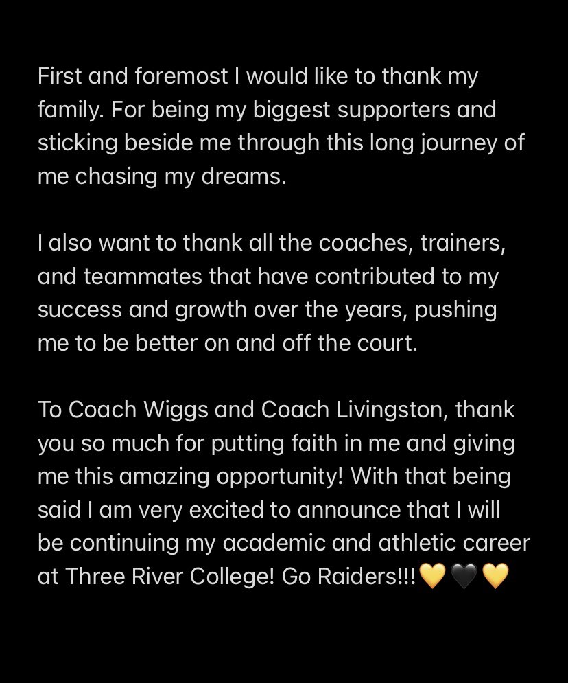 100% COMMITTED!!!! 💛🖤💛🖤

#GoRaiders #Committed 

<a href="/3Rwbb/">Three Rivers College Women's Basketball</a> <a href="/CoachAlexWiggs/">Alex Wiggs</a> <a href="/CLiv3402/">Caleb Livingston</a> @LadyCrimsonBB <a href="/ManualAthletics/">Manual Athletics</a> <a href="/star_kentucky/">Kentucky Premier 16u E40</a> <a href="/weaver_wayne02/">Wayne Weaver</a> <a href="/s_weaver1/">Sher'he Weaver</a>