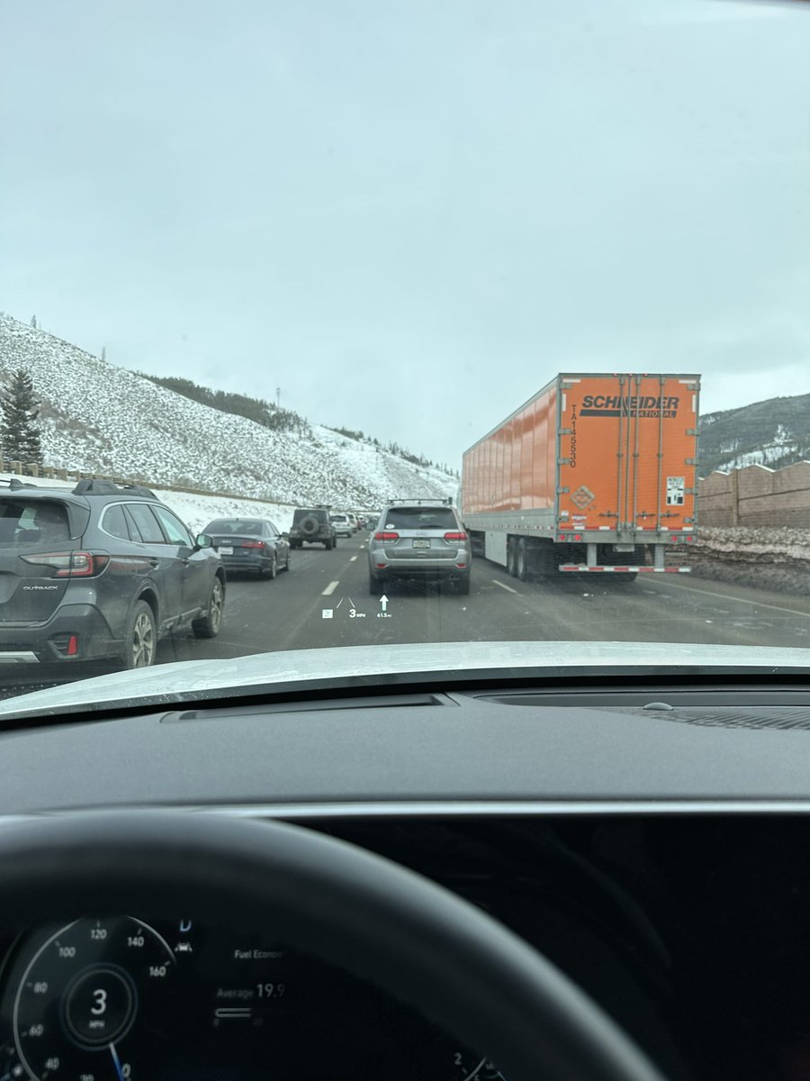 Remembering why you don’t do weekend trips to the mountains…11am on Sunday morning and already a traffic jam from the tunnel down to Silverthorne. 
#I70traffic