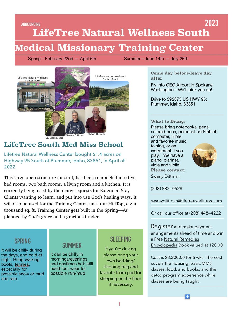 LifeTreeNatura1's tweet photo. Life Tree Natural Wellness Center is gearing up to have Medical Missionary School. Make sure to watch our Youtube to learn more https://t.co/h5wzMRbXfe. To sign up, please contact Swany at: swanydittman@lifetreewellness.com or call 208-448-4222 https://t.co/wO5Mpm4nBa https://t.co/2WSMnkl8KV