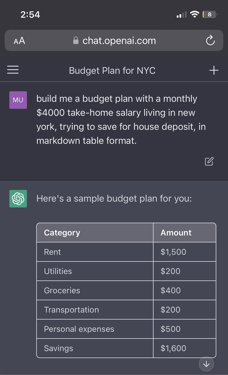 mustafaergisi's tweet photo. ChatGPT can help me manage my budget and buy a house 🏡 https://t.co/JnrPQMymCx