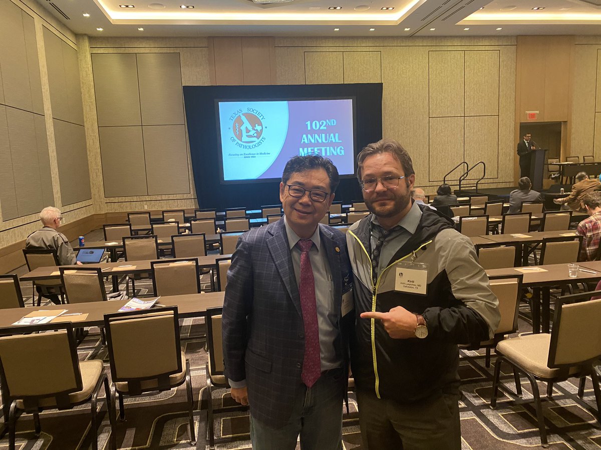 KirillLyapichev's tweet photo. It was my pleasure meeting Dr. Zhai, the candidate for CAP president-elect, in Dallas at @TexPathol meeting! @CAPDCAdvocacy @Pathologists He has 100% my support in his 2023-2025 application! Hope to see him soon in Galveston for a teaching @UTMB_Pathology session! @FLPathologists https://t.co/gZIX8LylFp
