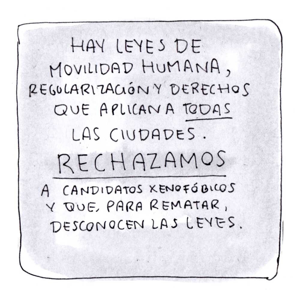 Rechazamos la xenofobia como 'promesa de campaña'. Ningún candidato está exento de responsabilidad de conocer los derechos de la movilidad humana. Aprende a respetar las migraciones!
#YonoestoydeacuerdoPato #migracion #todossomosmigrantes #noalaxenofobia #Quito #alcaldes #comic