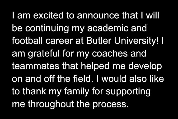 Committed! <a href="/ButlerUFootball/">Butler Football</a> <a href="/WHSDemonsFB/">Westlake Demons Football</a>