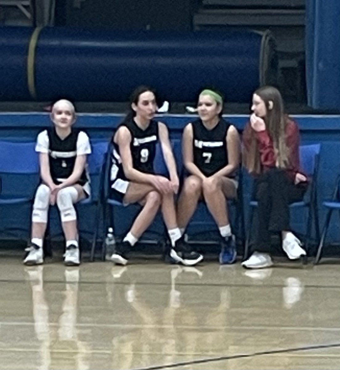 MustangsWBB2027's tweet photo. Big win today against a district feeder rival with assistance on the bench from varsity star player @sydney_bode_06. https://t.co/bP5j3gPfPV