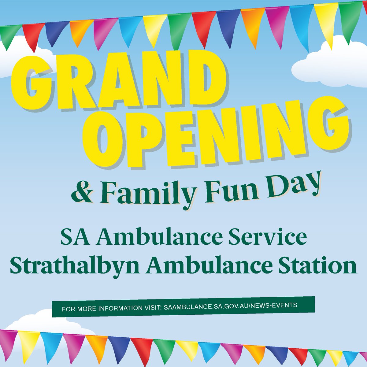 📣Reminder: THIS SUNDAY is the Grand Opening of our new Strathalbyn Ambulance Station! Join us this Sunday, 5 February for coffee & cake, sausage sizzle, face painting or a go on the bouncy castle🎪You can also meet our crew & check out vintage ambulances! facebook.com/events/7300954…