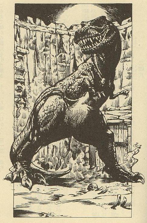 恐竜画と言えばイアン・マッケイ画「死のワナの地下迷宮」の地底怪獣 技術点12でクッッソ強い 