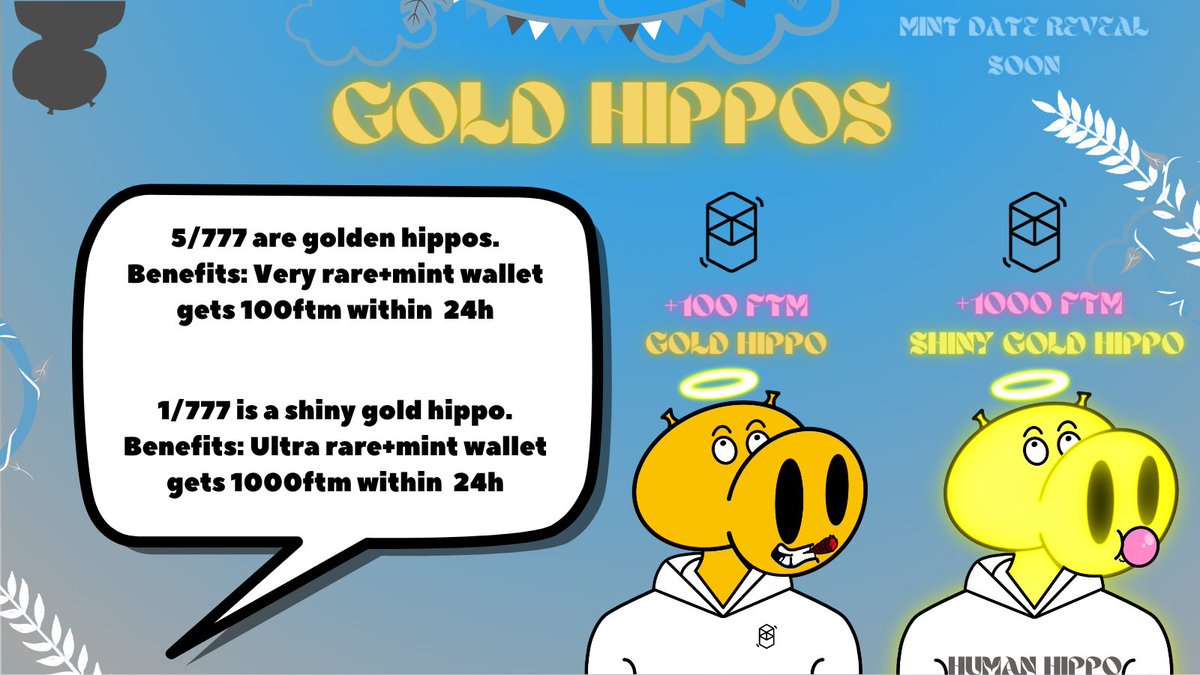 🎉 Mint site is back online!! The first Gold hippo is coming very soon in the mint! Who will be the first to claim the 100 $FTM? Mint now!!

SUPPLY:777
PRICE: 35FTM

humanhippo.vercel.app

$FTM #FTMNFT #Fantom #NFTmint #NFTdrop #NFT