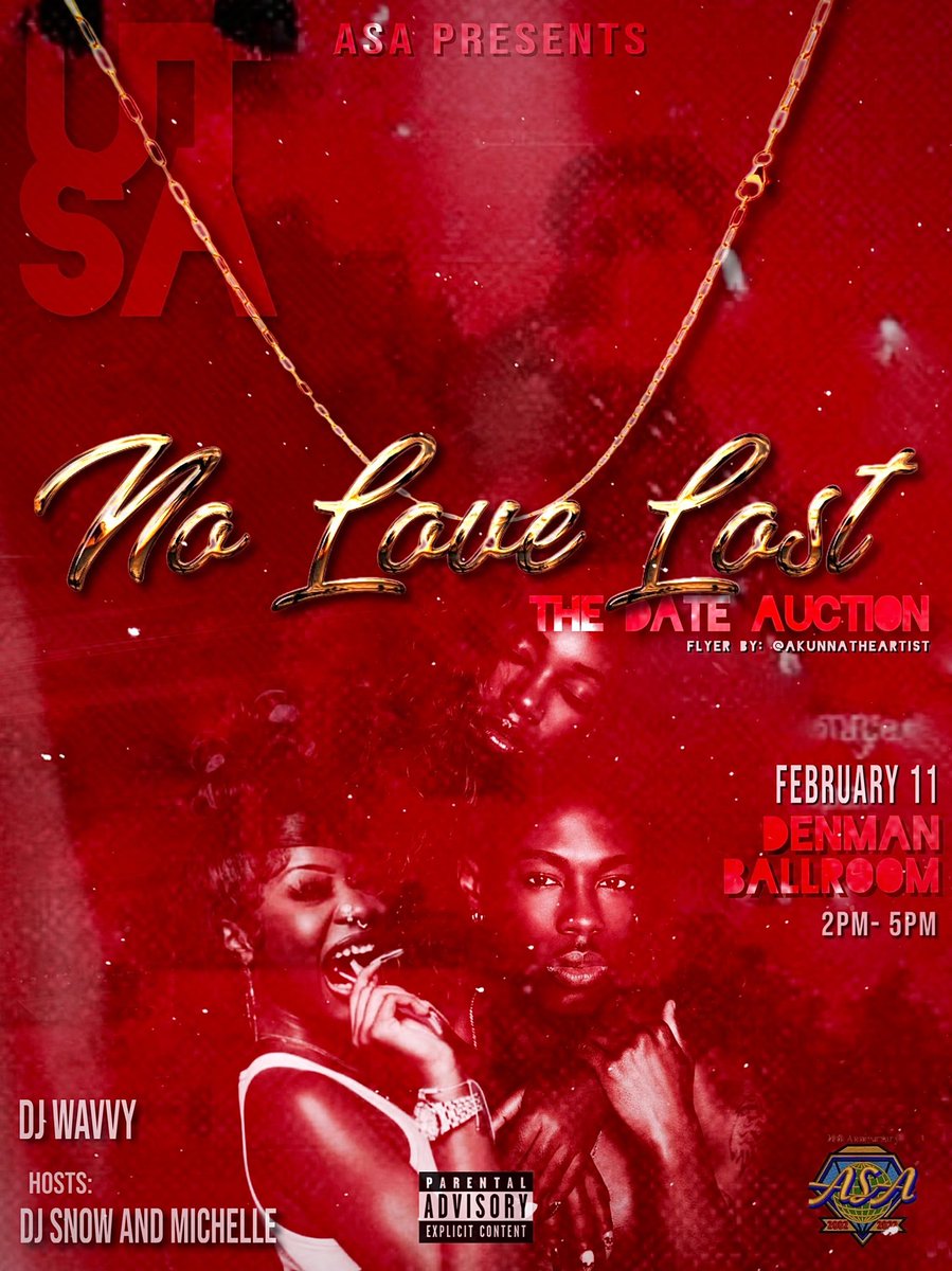 Without further ado.. The real is back. 

UTSA ASA Presents: #NoLoveLost23🌹 

The Official UTSA Date Auction:
🗓️ February. 11th  
⏳ Doors Open at 1PM
📍 Main Campus Denman Ballroom