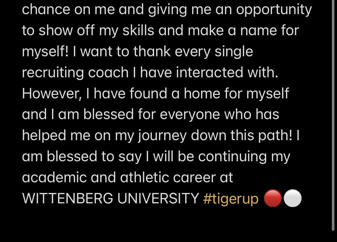 NathanSpeakman2's tweet photo. Beyond blessed to announce my commitment to Wittenberg University I wanna say thank you to the coaching staff of Wittenberg and my family and friends for everything they have done for me and I am ready to work! #tigerup 🐅🔴⚪️ 
@JimCollins_FB @CoachMarquis @cdavie51 https://t.co/kiCOOzdw7r