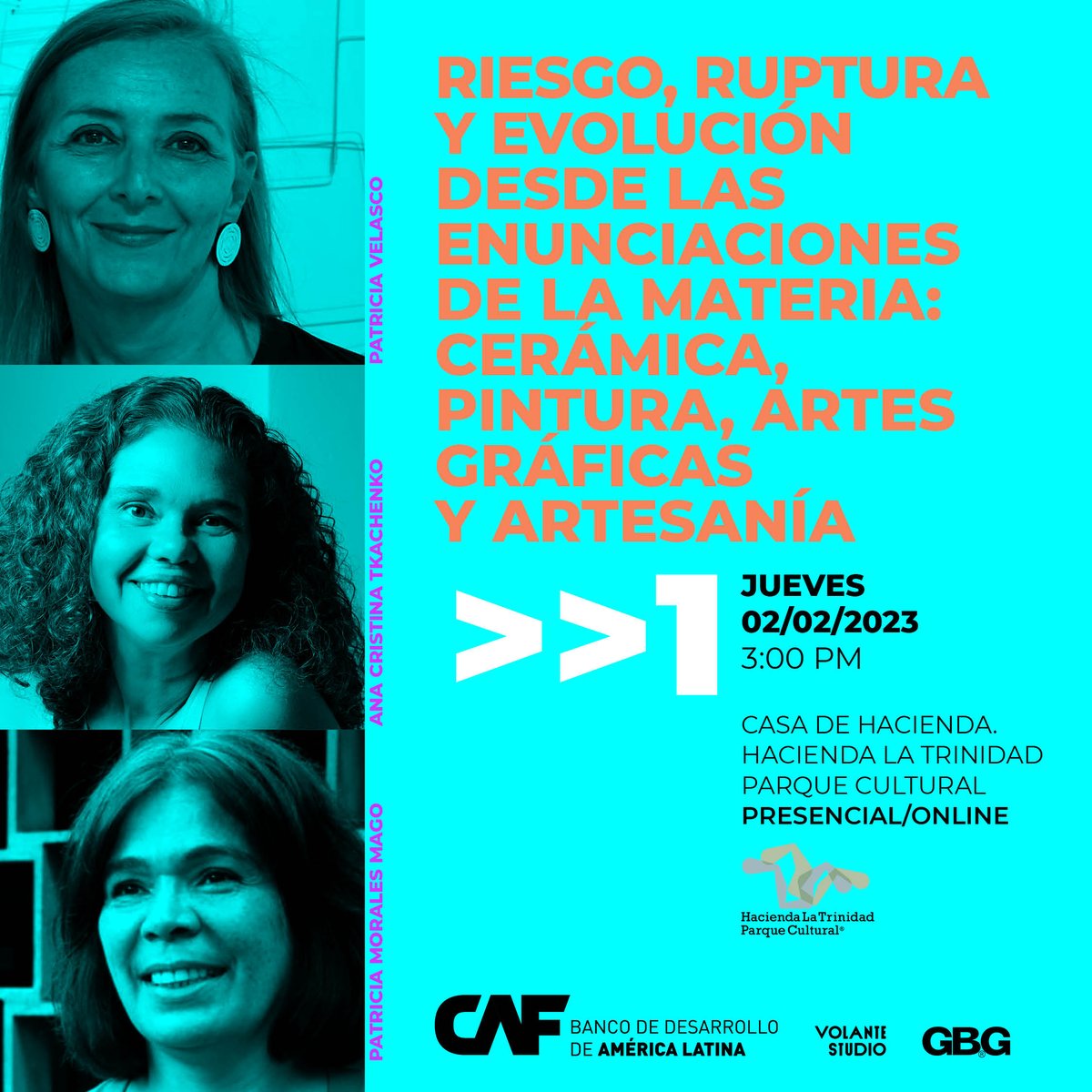 ProyecCreadoras's tweet photo. En el marco del #ConcursodeArteContemporáneo Creadoras @AgendaCAF, #VolanteStudio y @GBGARTS invitan al encuentro «Riesgo, ruptura y evolución desde las enunciaciones de la materia:
Cerámica, pintura, artes gráficas» junto a @pvelascob #AnaCristinaTkchenco y #PatriciaMoralesMago https://t.co/rgMlARi3AX
